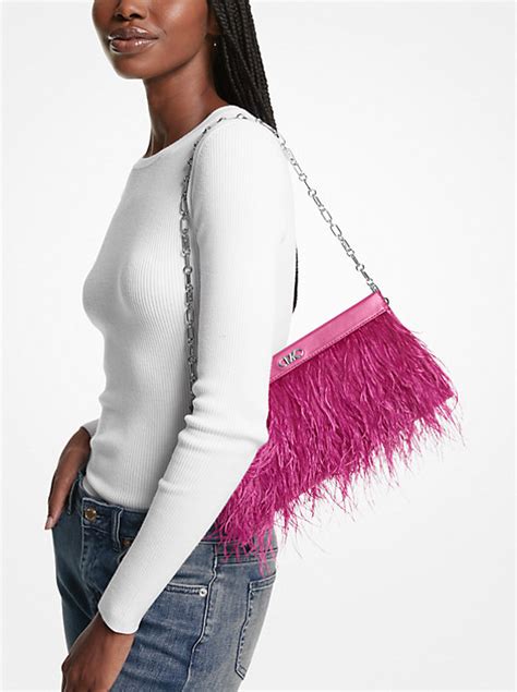 michael kors tabitha|Tabitha Large Feather Embellished Leather Clutch .